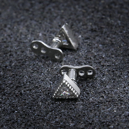 14g Triangle Cubic Zirconia Dermal Anchor Tops & Surgical Steel Base Microdermals