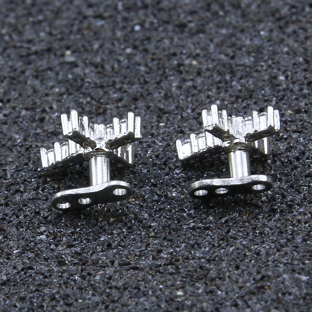 14g Cross Cubic Zirconia Dermal Anchor Tops & Surgical Steel Base Microdermals