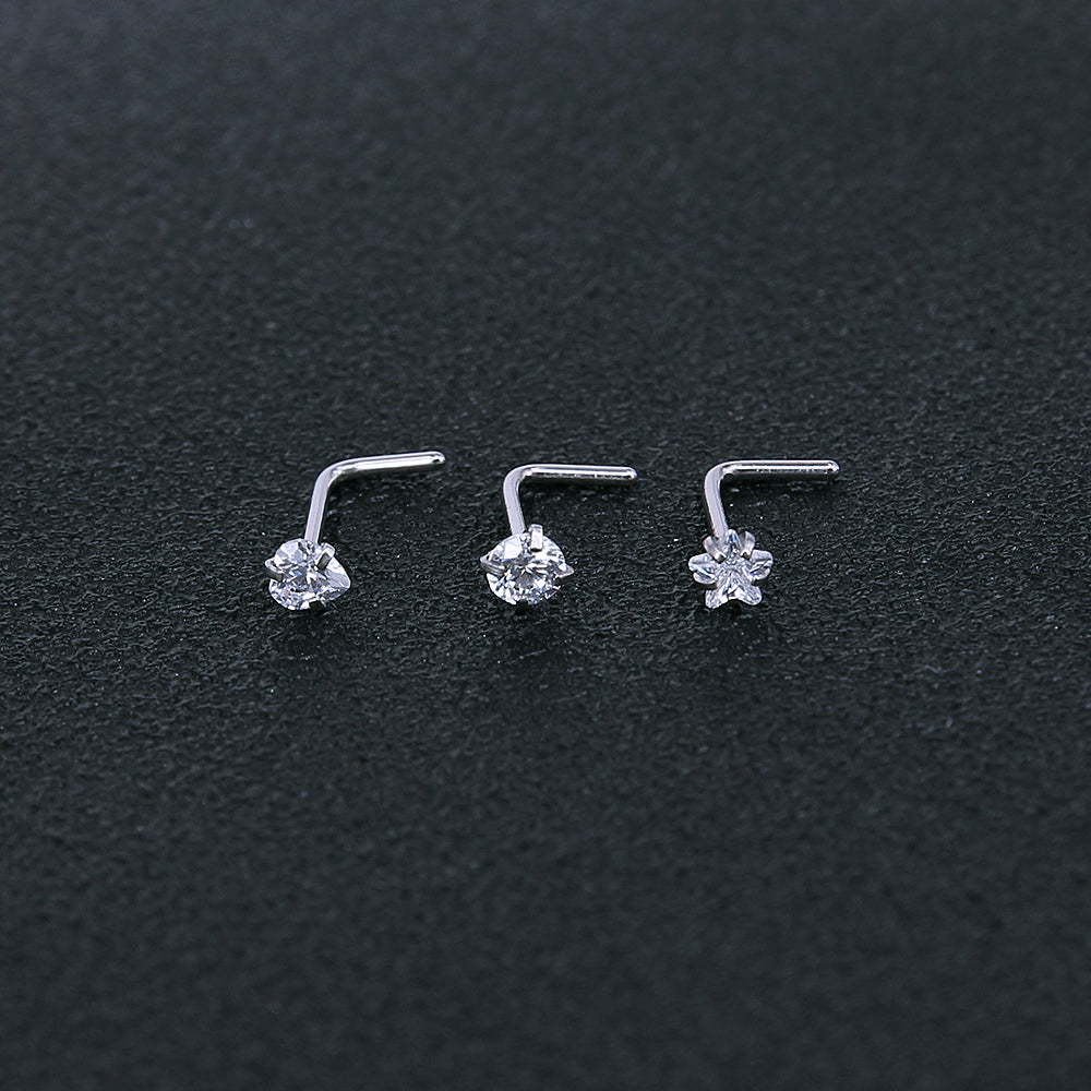 3-pcs-Set-20g-Nose-Stud-Piercing-Round-Heart-Star-L-Shaped-Economic-Set