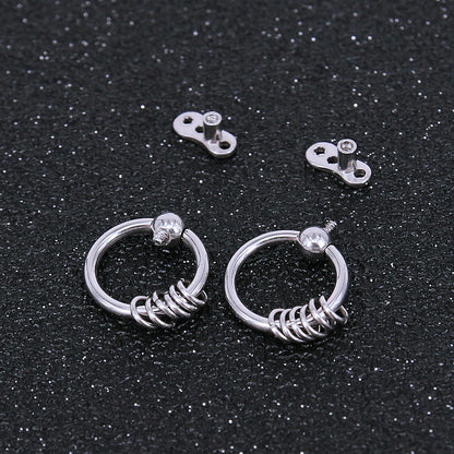 2 Pieces 14g Captive Ring Dermal Tops & Surgical Steel Base Anchor Microdermals