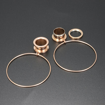 1-Pair-4-20mm-Big-Circle-Plugs-and-Tuunels-Rose-Gold-Stainless-Steel-Round -Expander-Ear-Gauges