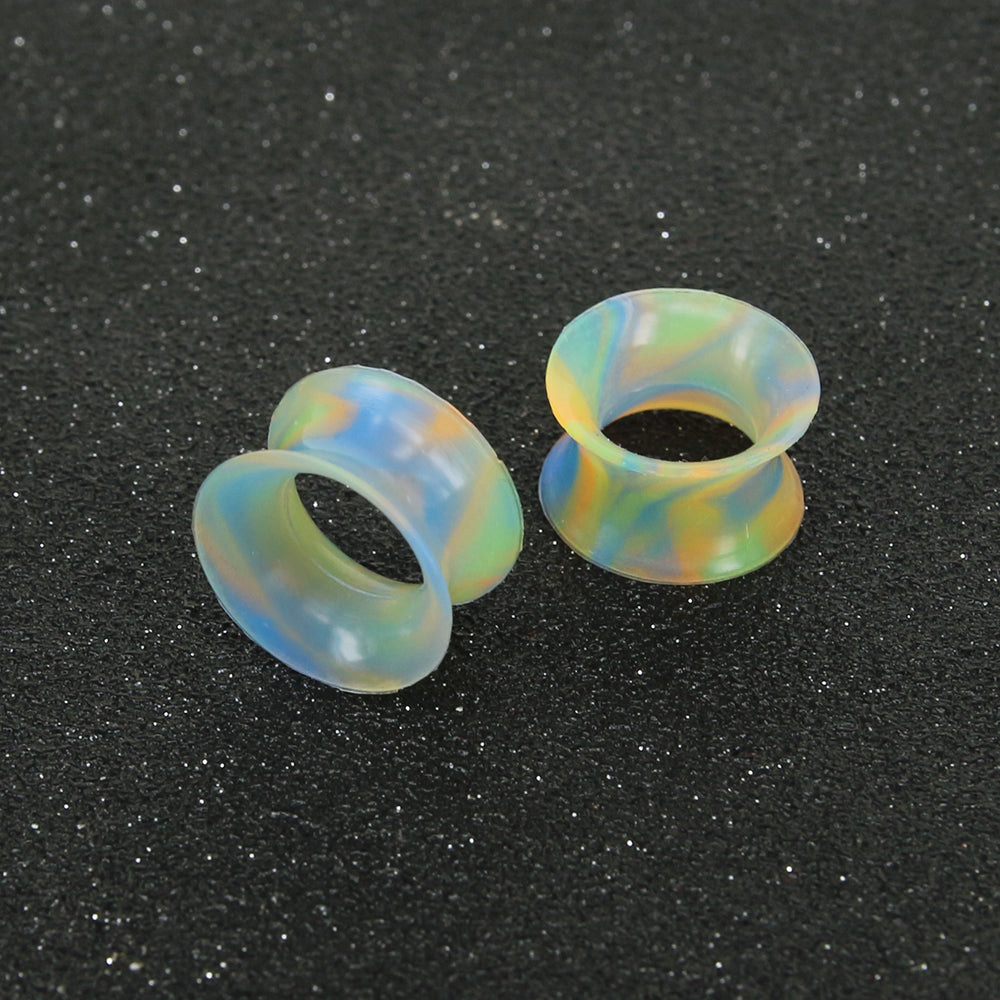 3-25mm-Thin-Silicone-Flexible-Blue-Green-Orange-Ear-plug-Round-Edge-Double-Flared-Expander-Ear-Gauges