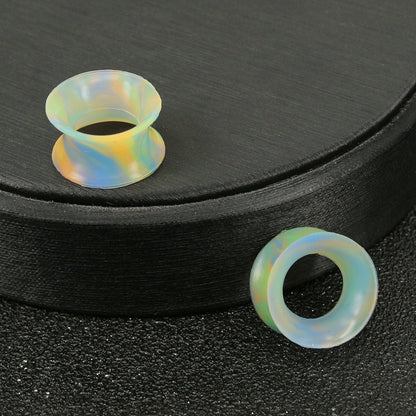 3-25mm-Thin-Silicone-Flexible-Blue-Green-Orange-Plugs-and-tuunels-Round-Edge-Double-Flared-Expander-Ear-Gauges