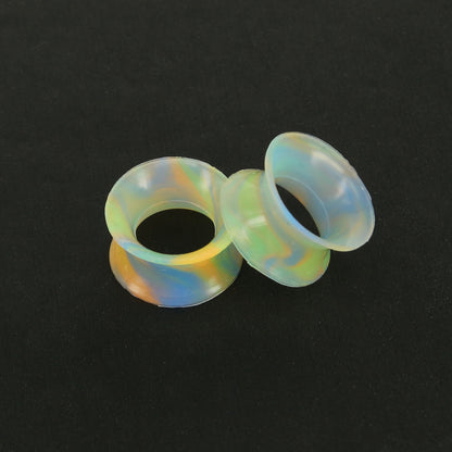 3-25mm-Thin-Silicone-Flexible-Blue-Green-Orange-Ear-Tunnels-Round-Edge-Double-Flared-Expander-Ear-plug