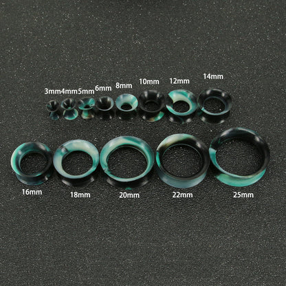 3-25mm-Thin-Silicone-Flexible-Black-Blue-White-Ear-plug-tunnel-Round-Edge-Double-Flared-Expander-Ear-Gauges