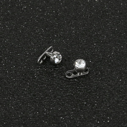 2Pcs 14g White Cubic Zirconia Top Dermal Anchor Microdermals Piercing