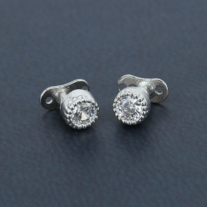 14g Round Crystal Cubic Zirconia Dermal Anchor Tops & Surgical Steel Base Microdermals