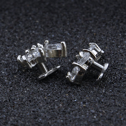 14g Petal Cubic Zirconia Dermal Anchor Tops & Surgical Steel Base Microdermals