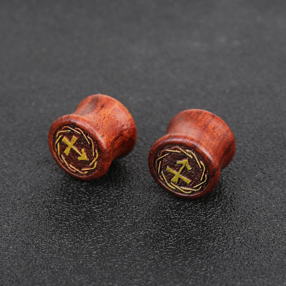 1-Pair-8-20mm-Reddish-Brown-Sagittarius-Ear-Stretchers-Carved-Solid-Wood-Expander-Ear-Gauges-Piercings