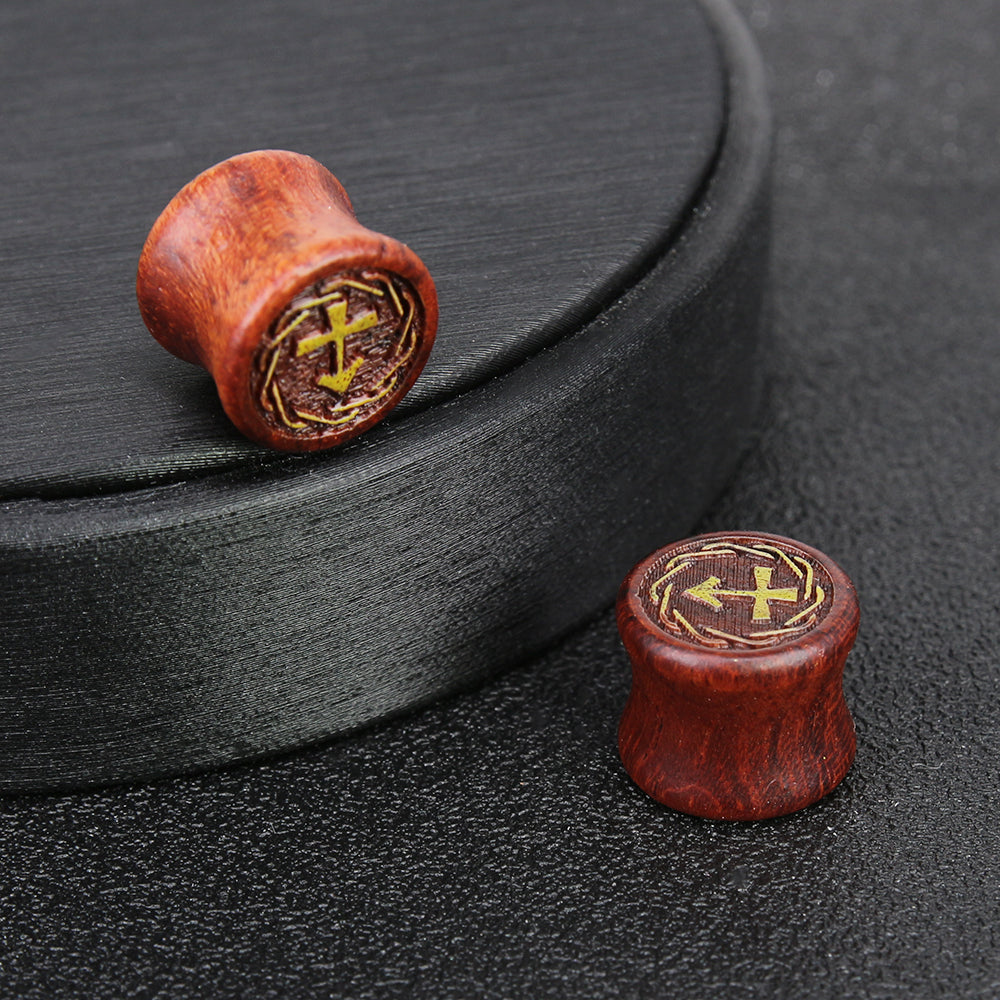 1-Pair-8-20mm-Reddish-Brown-Sagittarius-Ear-Plug-Tunnel-Carved-Solid-Wood-Expander-Ear-Stretchers-Piercings