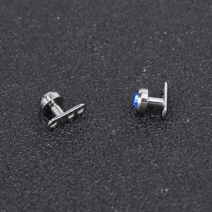 2Pcs 14g Blue Cubic Zirconia Top Dermal Anchor Microdermals Piercing