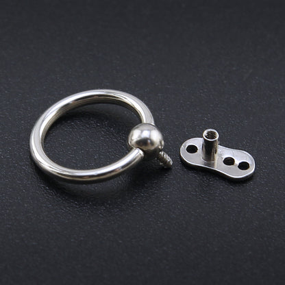 2 Pcs 14g Captive Ring Dermal Anchor Tops & Surgical Steel Base Microdermals