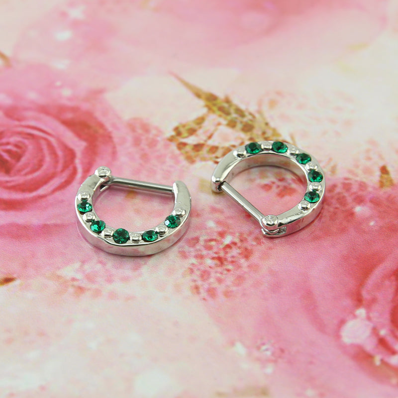 16G-Septum-Piercing-Helix-Tragus-Conch-Earrings-Green-Zirconia-Silver