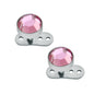 2 Pieces 14g Pink Crystal Dermal Anchor Tops & Surgical Steel Base Micro dermals