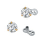 2Pcs 14g Surgical Steel Cubic Zirconia Dermal Anchor Micro Dermals Piercing