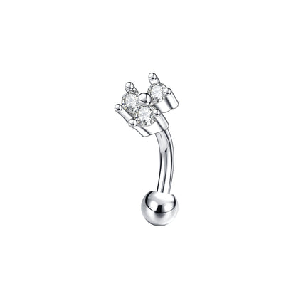 16g CZ Crystal Eyebrow Ring Piercing Barbell Curved Helix Daith Rook Piercing