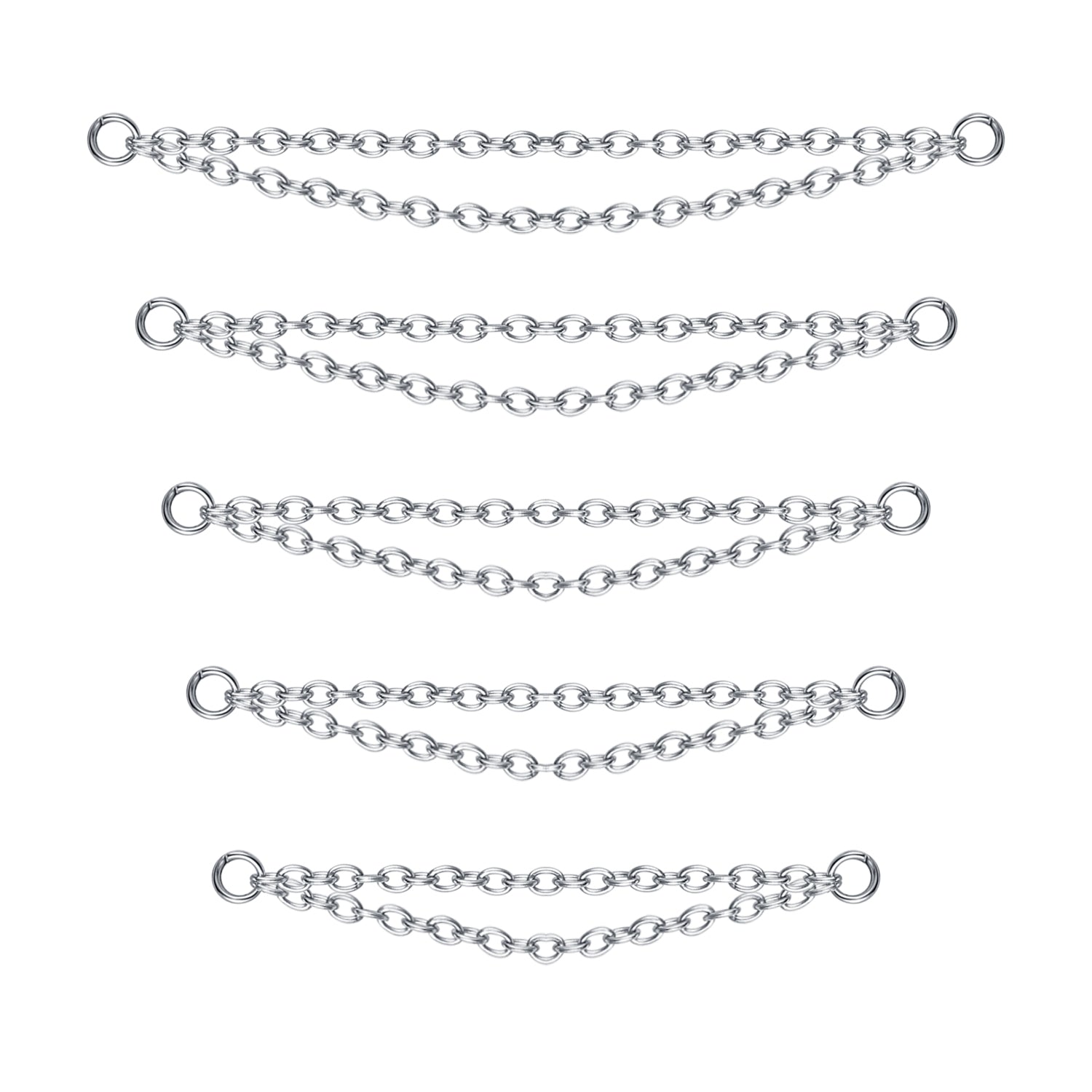 5pcs-set-silver-double-layers-chains-nose-stud-chain-economic-set