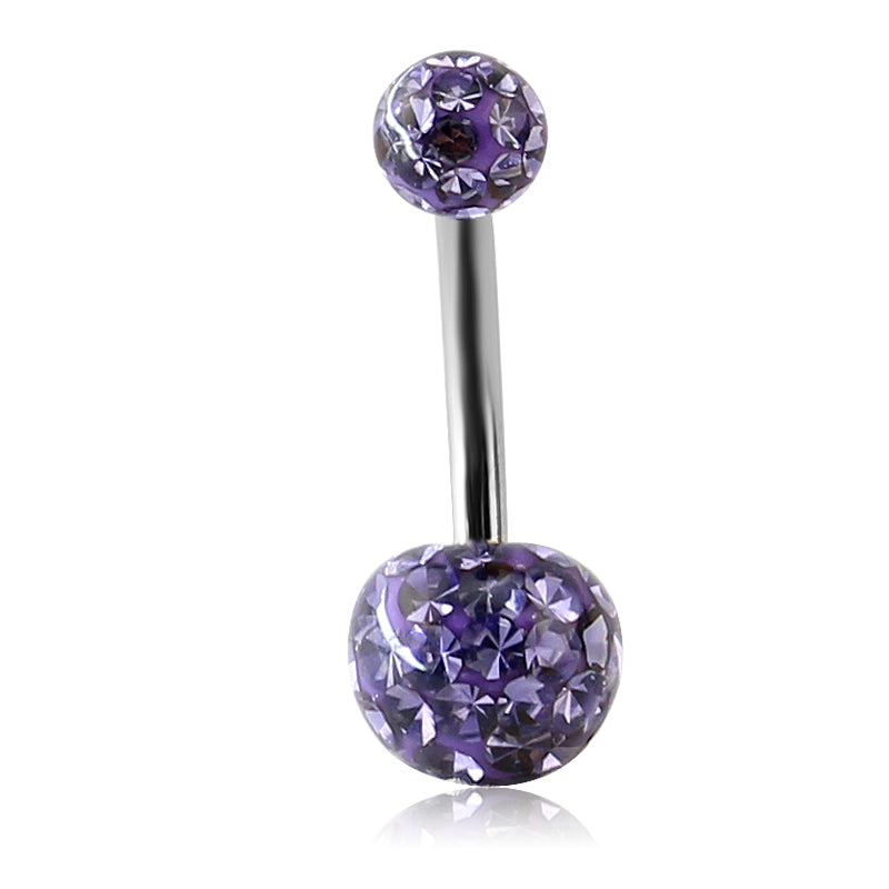 14g-Red-Double-Ball-Belly-Rings-Stainless-Steel-Cubic-Zirconia-Navel-Piercing-Jewelry