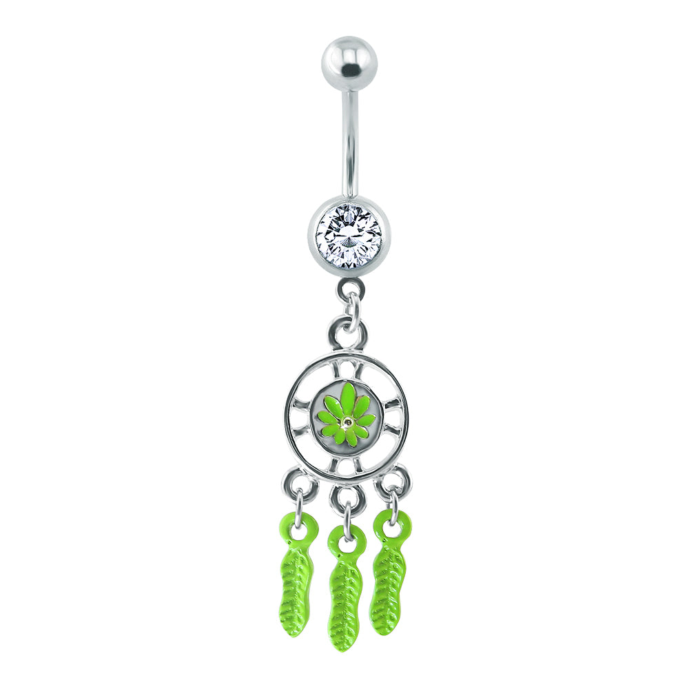 14g-Dreamcatcher-Belly-Button-Rings-Stainless-Steel--Dangle Navel-Ring-Piercing-Jewelry