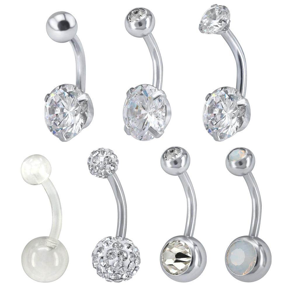 Belly-Button Rings-Navel-Piercing-Crystal-Zirconia-Opal