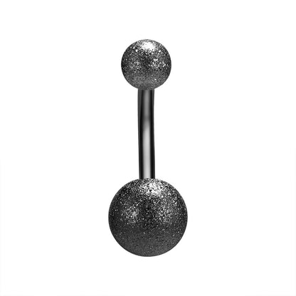 black-gold-14g-belly-button-rings-double-frosted-ball-belly-navel-piercing