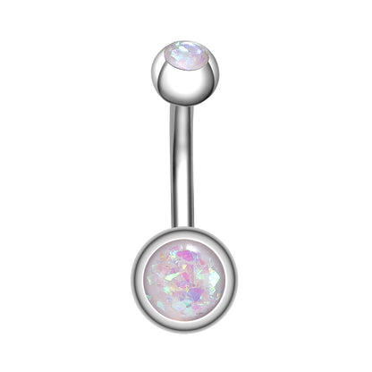 14g Opal Belly Button Rings Rose Gold Double Ball Belly Navel Piercing Jewelry