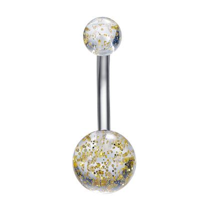 14g Sequin Transparent Double Ball Belly Button Rings Stainless Steel Navel Piercing Jewelry