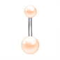 Imitation-pearls-Double-Ball-Belly-Button-Rings