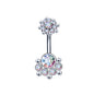 14g Footprint Stainless Steel Ball Belly Button Rings Sun Flower Belly Navel Piercing Jewelry