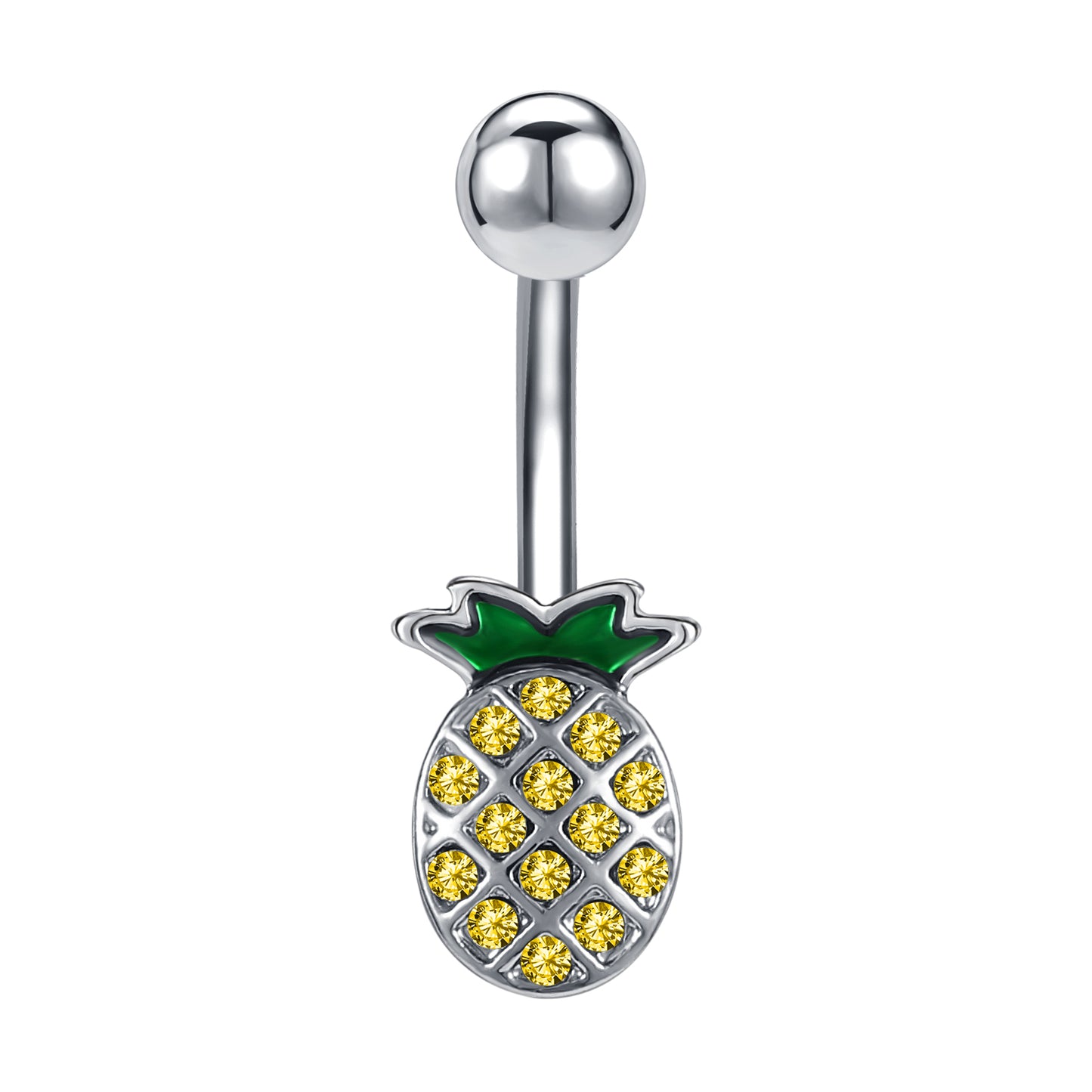 Pineapple-Belly-Button-Rings-Inlay-Yellow-Crystals