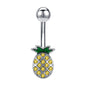 Pineapple-Belly-Button-Rings-Inlay-Yellow-Crystals