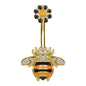 Bee-Belly-Button-Rings-Inlay-AAA-Cubic-Zircon