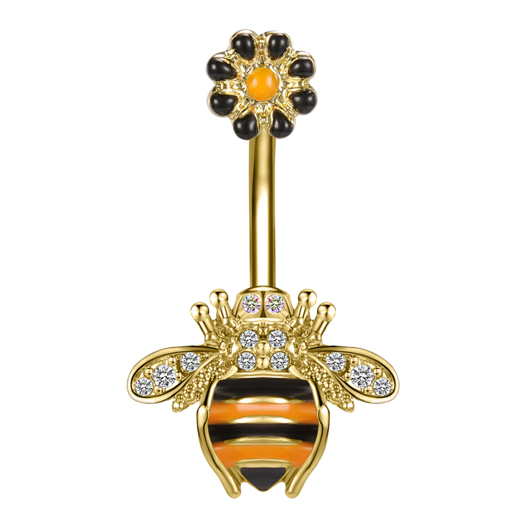 14G Bee Belly Button Ring/cz Belly Jewelry/navel Ring/navel 