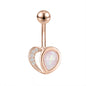 Heart Shape Belly Button Rings Opal Crystal Belly Navel Piercing