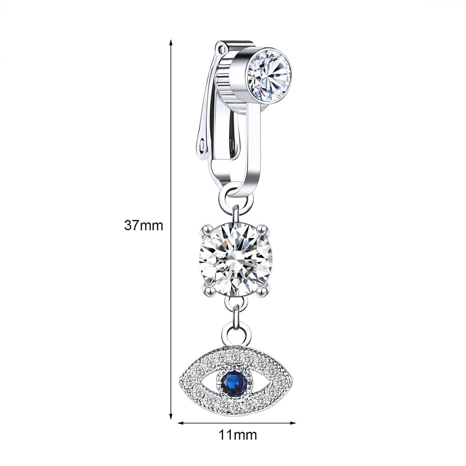 Fake-Silver-Belly-Navel-Clip-Eye-Crystal-Belly-Button-Rings