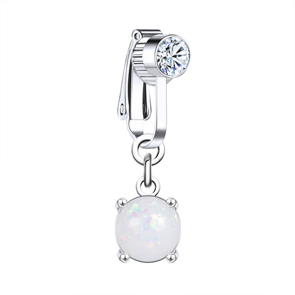 Fake-Silver-Belly-Navel-Clip-White-Opal-Belly-Button-Ring