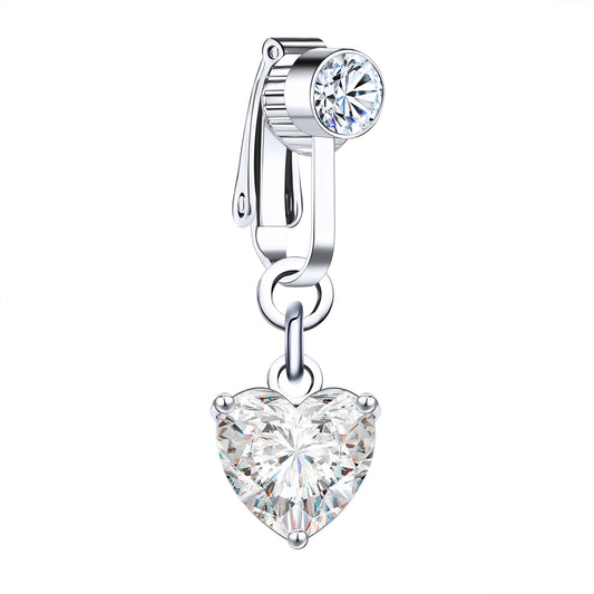 Fake-Silver-Belly-Navel-Clip-Heart-Crystal-Belly-Button-Ring