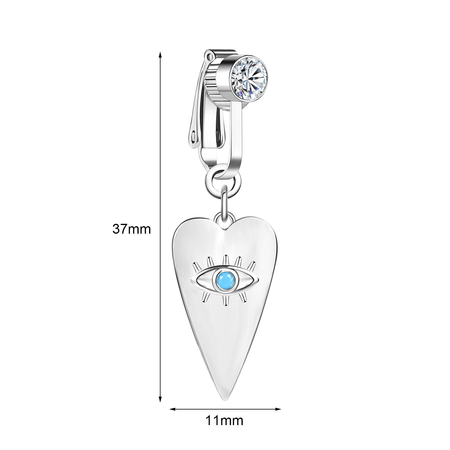 Fake Heart Demon Eye Dangle Belly Navel Clip Crystal Belly Button Ring