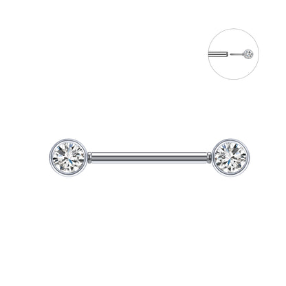 2pcs 14G Plug-in Nipple Ring White Crystal Nipple Piercings