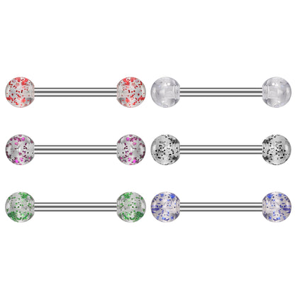 6pcs 14G Nipple Ring Sequin Ball Nipple Piercings-Economic Set