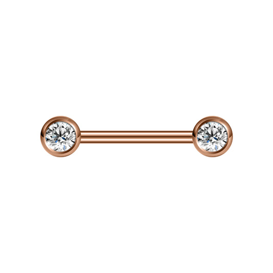 2pcs 14G Simple Nipple Ring Crystal Rose Gold  Nipple Piercing