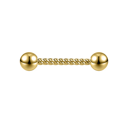 2pcs 14G Simple Nipple Barbell Ring Gold Screw Rod Nipple Piercing