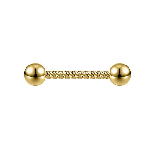 2pcs 14G Simple Nipple Barbell Ring Gold Screw Rod Nipple Piercing