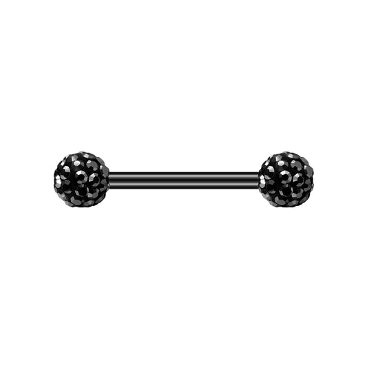 2pcs 14G Simple Nipple Barbell Ring Black Crystal Nipple Piercing