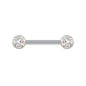 2pcs 14G Simple Nipple Barbell Ring AB White Crystal Nipple Piercing