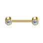 2pcs 14G Simple Nipple Barbell Ring Round Crystal Gold Nipple Piercing