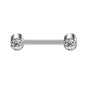 2pcs 14G Simple Nipple Barbell Ring Round Crystal Silver Nipple Piercing