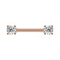 2pcs 14G Simple Nipple Barbell Ring Claw Crystal Rose Gold Nipple Piercing