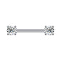 2pcs 14G Simple Nipple Barbell Ring Claw Crystal Silver Nipple Piercing