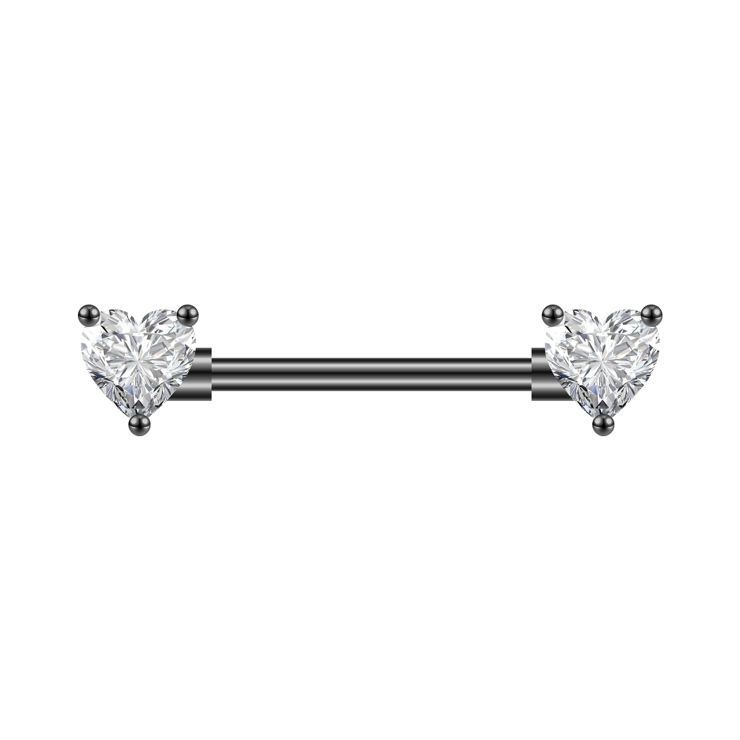 2pcs 14G Heart Crystal Nipple Barbell Ring Black Claw Nipple Piercing